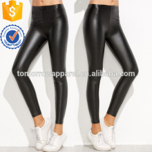 Cintura elástica preta PU Slim Leggings OEM / ODM Fabricação Atacado Moda Feminina Vestuário (TA7039L)